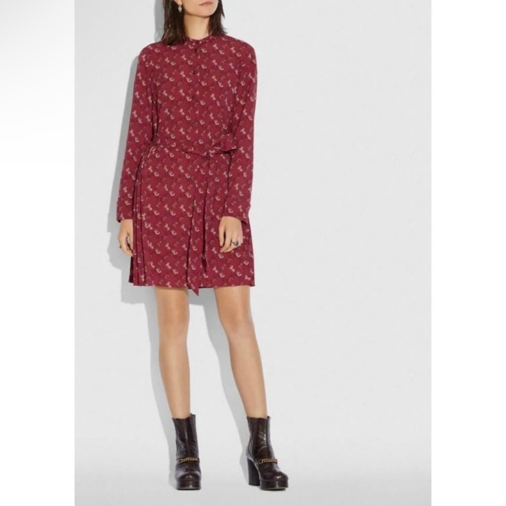 Coach 1941 Horse And Carriage Print Pleated Shirt Dress